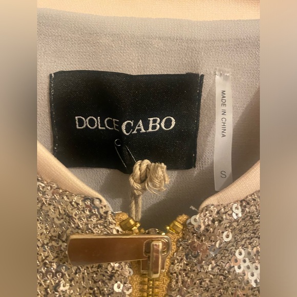 New with tags Dolce Cabo Gold Sequin Bomber Jacket size S - Picture 2 of 6